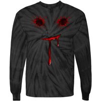 Bloody Halloween Costume Blood Splatter Smile Tie-Dye Long Sleeve Shirt