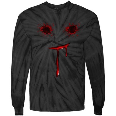 Bloody Halloween Costume Blood Splatter Smile Tie-Dye Long Sleeve Shirt