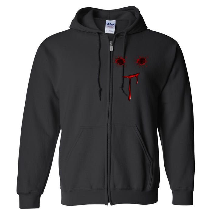 Bloody Halloween Costume Blood Splatter Smile Full Zip Hoodie