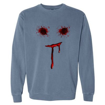 Bloody Halloween Costume Blood Splatter Smile Garment-Dyed Sweatshirt