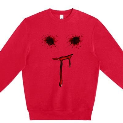 Bloody Halloween Costume Blood Splatter Smile Premium Crewneck Sweatshirt