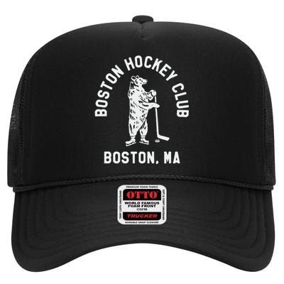 Boston Hockey Club Boston Ma High Crown Mesh Back Trucker Hat