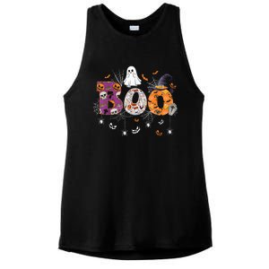 Boo Halloween Costume Spiders, Ghosts, Pumpkin & Witch Hat Ladies PosiCharge Tri-Blend Wicking Tank