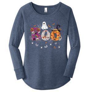 Boo Halloween Costume Spiders, Ghosts, Pumpkin & Witch Hat Women's Perfect Tri Tunic Long Sleeve Shirt