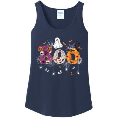 Boo Halloween Costume Spiders, Ghosts, Pumpkin & Witch Hat Ladies Essential Tank