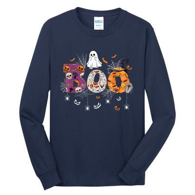 Boo Halloween Costume Spiders, Ghosts, Pumpkin & Witch Hat Tall Long Sleeve T-Shirt