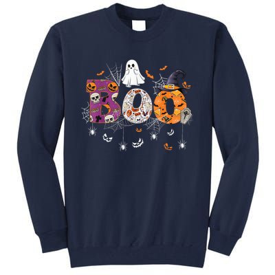 Boo Halloween Costume Spiders, Ghosts, Pumpkin & Witch Hat Tall Sweatshirt