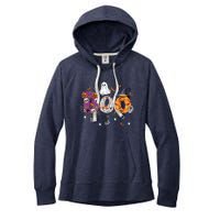 Boo Halloween Costume Spiders, Ghosts, Pumpkin & Witch Hat Women's Fleece Hoodie