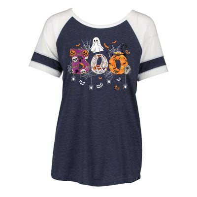 Boo Halloween Costume Spiders, Ghosts, Pumpkin & Witch Hat Enza Ladies Jersey Colorblock Tee