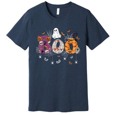 Boo Halloween Costume Spiders, Ghosts, Pumpkin & Witch Hat Premium T-Shirt