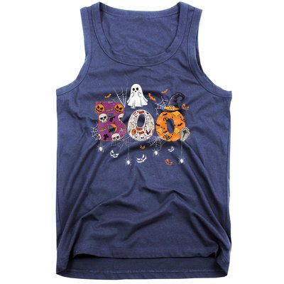 Boo Halloween Costume Spiders, Ghosts, Pumpkin & Witch Hat Tank Top