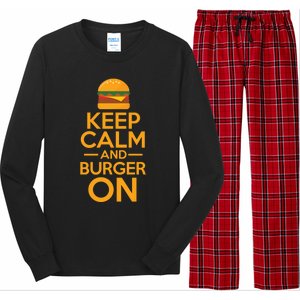 Burger Hamburger Cheeseburger Keep Calm And Burger On Great Gift Long Sleeve Pajama Set