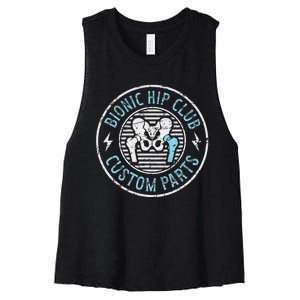 Bionic Hip Club Hip Surgery Recovery Hip Replacement Surgery Women's Racerback Cropped Tank