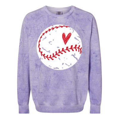 Baseball Heart Cute Vintage Sport Colorblast Crewneck Sweatshirt