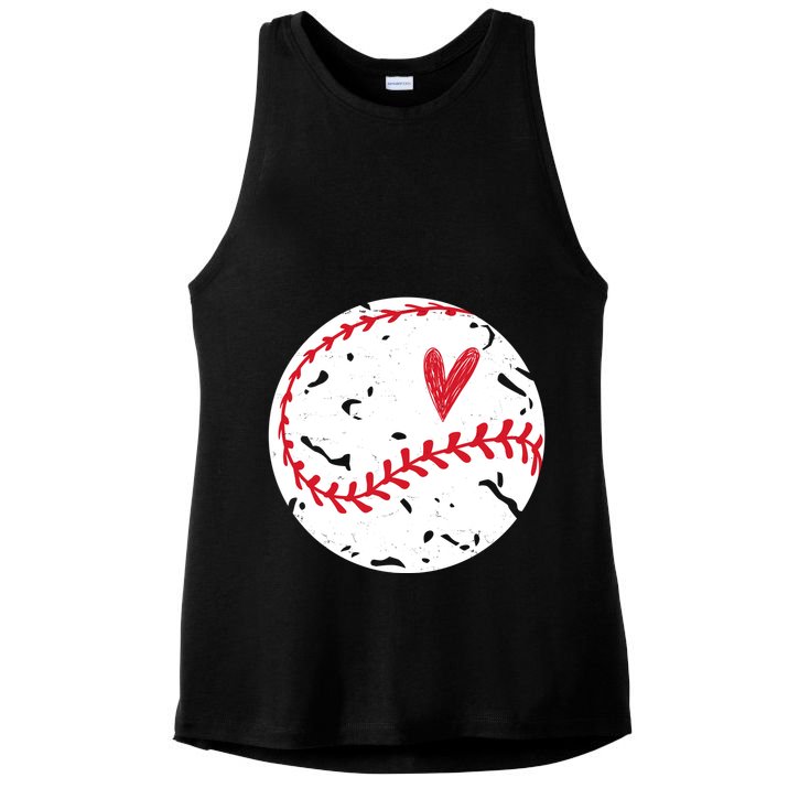 Baseball Heart Cute Vintage Sport Ladies PosiCharge Tri-Blend Wicking Tank