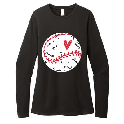 Baseball Heart Cute Vintage Sport Womens CVC Long Sleeve Shirt