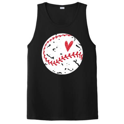 Baseball Heart Cute Vintage Sport PosiCharge Competitor Tank