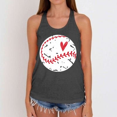 Baseball Heart Cute Vintage Sport Women's Knotted Racerback Tank