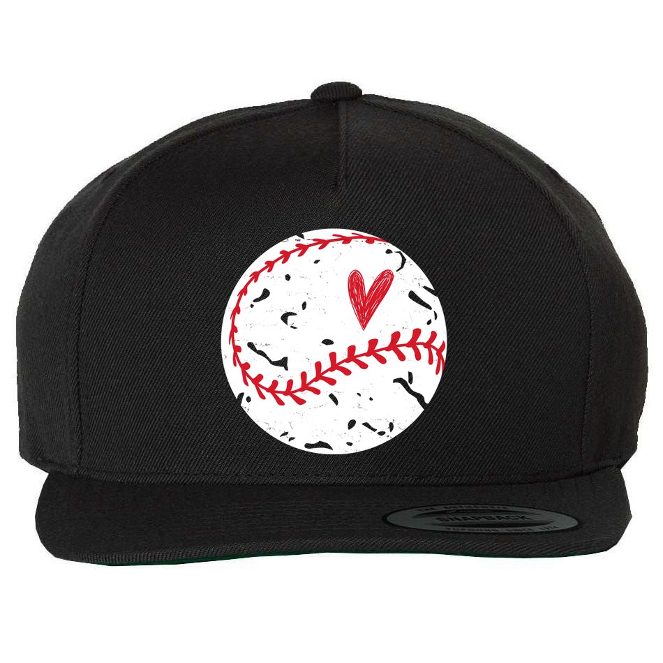 Baseball Heart Cute Vintage Sport Wool Snapback Cap