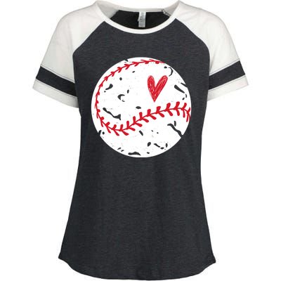 Baseball Heart Cute Vintage Sport Enza Ladies Jersey Colorblock Tee