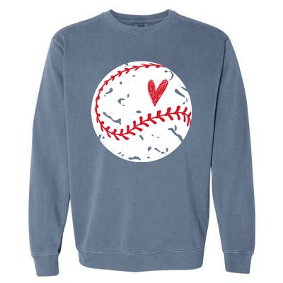 Baseball Heart Cute Vintage Sport Garment-Dyed Sweatshirt