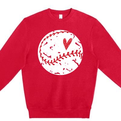 Baseball Heart Cute Vintage Sport Premium Crewneck Sweatshirt