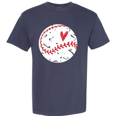 Baseball Heart Cute Vintage Sport Garment-Dyed Heavyweight T-Shirt