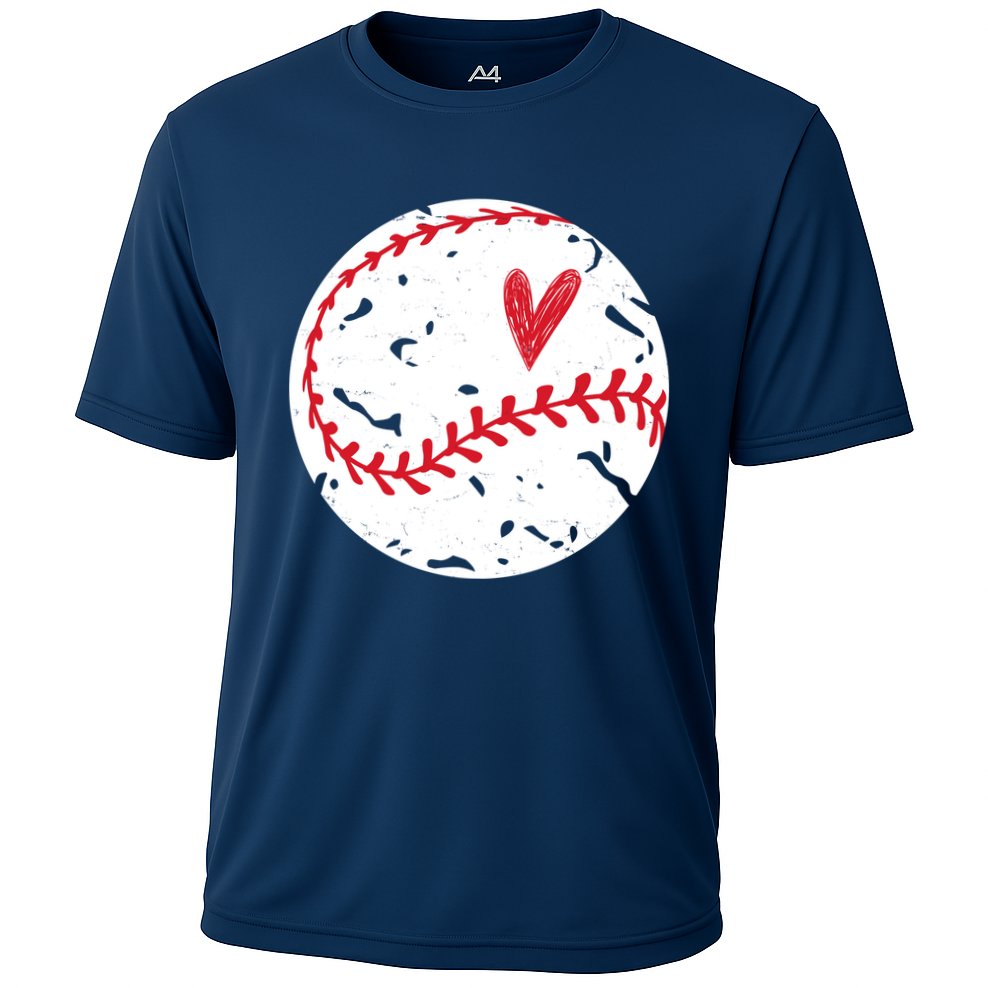 Baseball Heart Cute Vintage Sport Performance Shirt