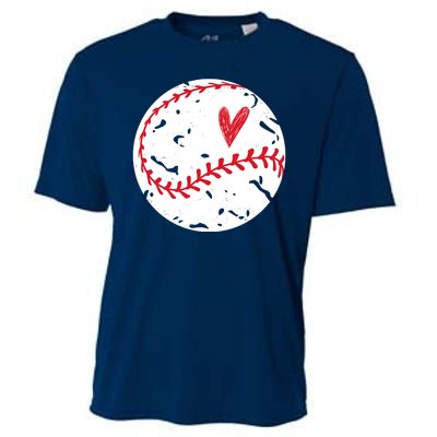 Baseball Heart Cute Vintage Sport Cooling Performance Crew T-Shirt