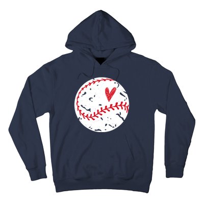 Baseball Heart Cute Vintage Sport Hoodie