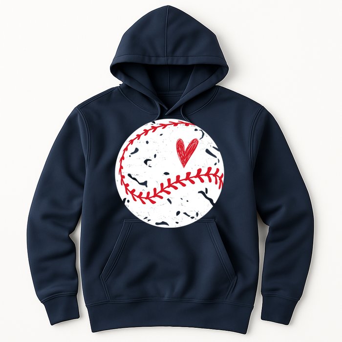 Baseball Heart Cute Vintage Sport Hoodie