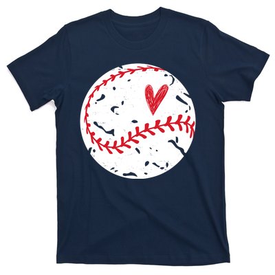 Baseball Heart Cute Vintage Sport T-Shirt