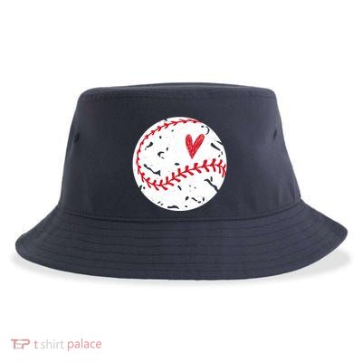 Baseball Heart Cute Vintage Sport Sustainable Bucket Hat