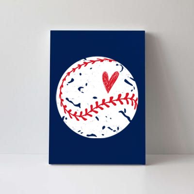 Baseball Heart Cute Vintage Sport Canvas