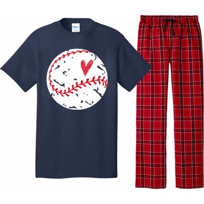 Baseball Heart Cute Vintage Sport Pajama Set