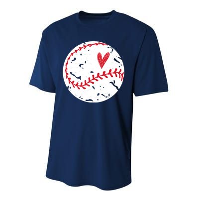 Baseball Heart Cute Vintage Sport Performance Sprint T-Shirt