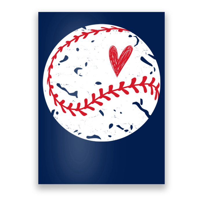 Baseball Heart Cute Vintage Sport Poster