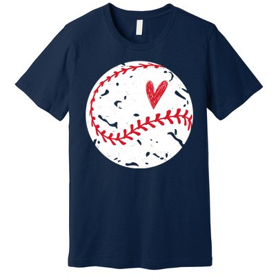 Baseball Heart Cute Vintage Sport Premium T-Shirt