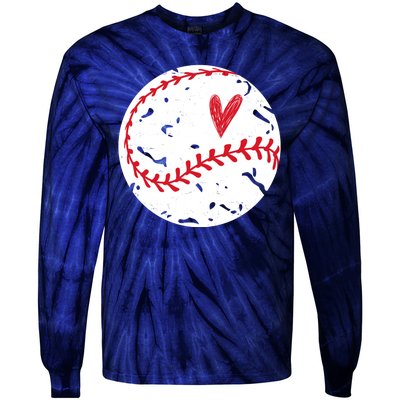 Baseball Heart Cute Vintage Sport Tie-Dye Long Sleeve Shirt