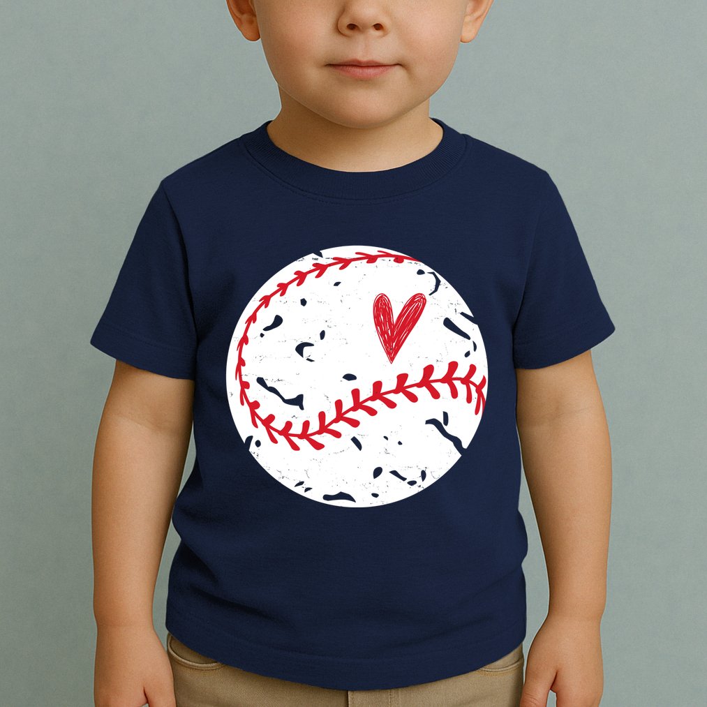 Baseball Heart Cute Vintage Sport Toddler T-Shirt