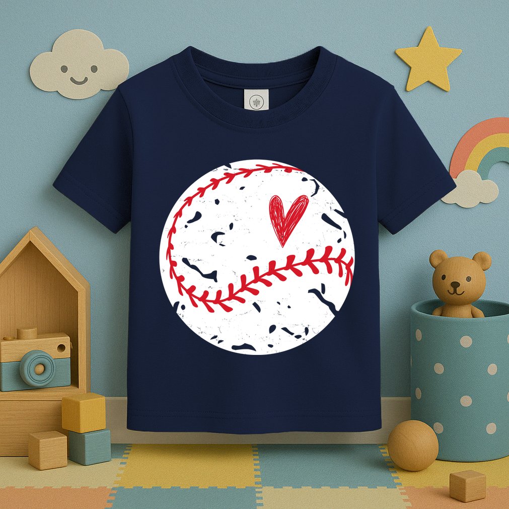 Baseball Heart Cute Vintage Sport Toddler T-Shirt