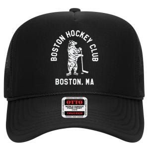 Boston Hockey Club Boston Ma High Crown Mesh Back Trucker Hat