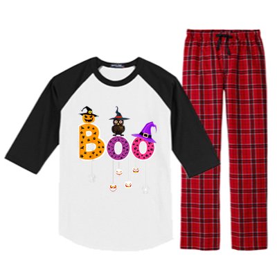 Boo Halloween Costume Spiders Ghosts Pumkin & Witch Hat Raglan Sleeve Pajama Set