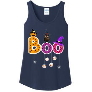 Boo Halloween Costume Spiders Ghosts Pumkin & Witch Hat Ladies Essential Tank