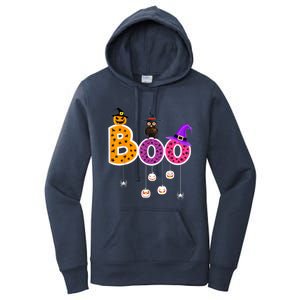 Boo Halloween Costume Spiders Ghosts Pumkin & Witch Hat Women's Pullover Hoodie