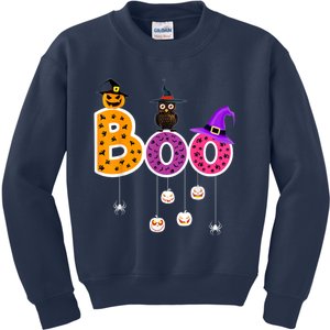 Boo Halloween Costume Spiders Ghosts Pumkin & Witch Hat Kids Sweatshirt