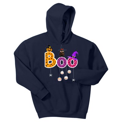 Boo Halloween Costume Spiders Ghosts Pumkin & Witch Hat Kids Hoodie