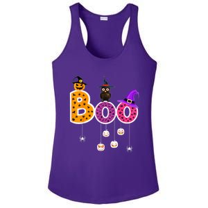 Boo Halloween Costume Spiders Ghosts Pumkin & Witch Hat Ladies PosiCharge Competitor Racerback Tank