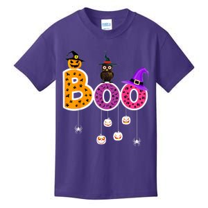 Boo Halloween Costume Spiders Ghosts Pumkin & Witch Hat Kids T-Shirt