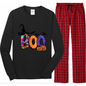 Boo Halloween Costume Spiders Ghosts Pumkin & Witch Hat Long Sleeve Pajama Set